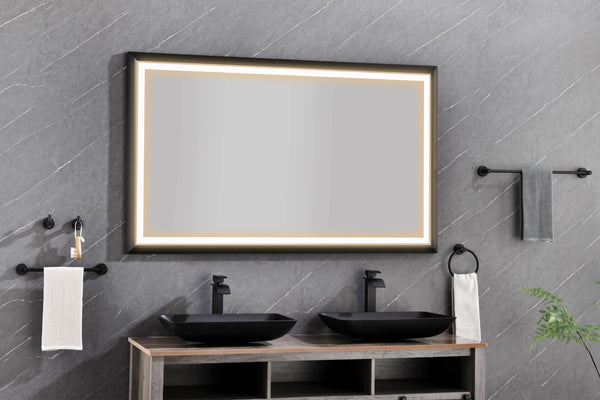 English Elm 72in. Backlit Led Vanity Mirror Black Frame Dimmable Anti-fog Full Length Wall Mount W127290280