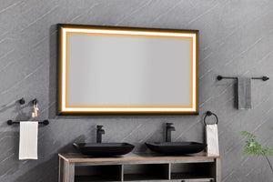 English Elm 60in. Rectangular Led Backlit Vanity Mirror Matte Black Frame Anti-fog Dimmable Bath W127256746