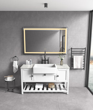 English Elm 60*36 Led Backlit Bathroom Wall Mirror with Anti-fog Touch Control and Black Frame W1272119870