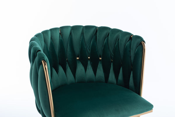 English Elm Modern Velvet Dining Chair with Golden Metal Frame and Plush Foam Seat, Sturdy 300lb Support, Easy Assembly, Luxurious Low-Back Design for Stylish Dining Rooms (Set of 2) Green W124956163