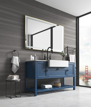 English Elm 60*36 Led Backlit Bathroom Wall Mirror with Anti-fog Touch Control and Black Frame W1272119870