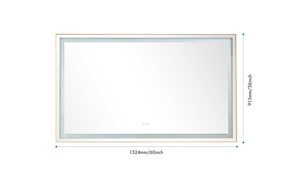 English Elm 60*36 Led Backlit Bathroom Wall Mirror with Anti-fog Touch Control and Black Frame W1272119870