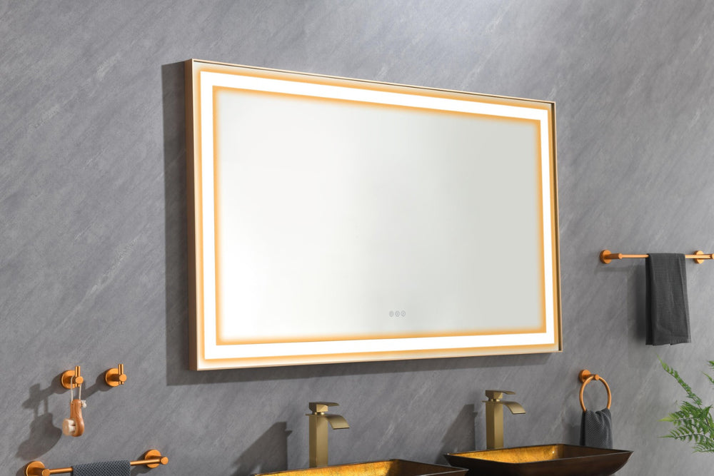 English Elm 60*36 Led Backlit Bathroom Wall Mirror with Anti-fog Touch Control and Black Frame W1272119870