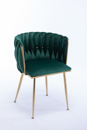 English Elm Modern Velvet Dining Chair with Golden Metal Frame and Plush Foam Seat, Sturdy 300lb Support, Easy Assembly, Luxurious Low-Back Design for Stylish Dining Rooms (Set of 2) Green W124956163