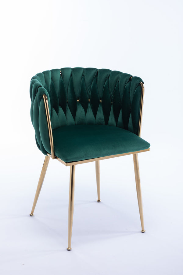 English Elm Modern Velvet Dining Chair with Golden Metal Frame and Plush Foam Seat, Sturdy 300lb Support, Easy Assembly, Luxurious Low-Back Design for Stylish Dining Rooms (Set of 2) Green W124956163