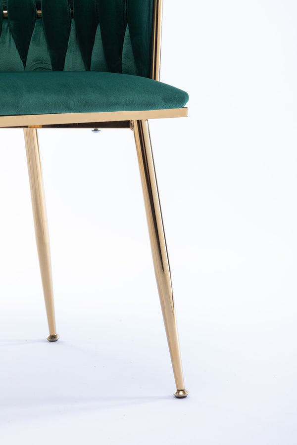 English Elm Modern Velvet Dining Chair with Golden Metal Frame and Plush Foam Seat, Sturdy 300lb Support, Easy Assembly, Luxurious Low-Back Design for Stylish Dining Rooms (Set of 2) Green W124956163