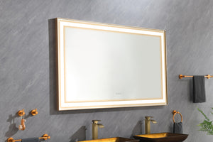 English Elm 60*36 Led Backlit Bathroom Wall Mirror with Anti-fog Touch Control and Black Frame W1272119870