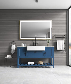 English Elm 60*36 Led Backlit Bathroom Wall Mirror with Anti-fog Touch Control and Black Frame W1272119870