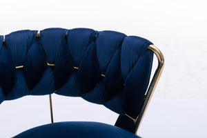 English Elm Set Velvet Bar Stools with Gold Legs and Chrome Footrest, Swivel Height-Adjustable Counter Seating, Luxe Upholstery and Sturdy Base Blue W124958977