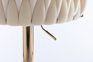 English Elm Set of 2 Ivory Bar Stools — Velvet Upholstery, 360° Swivel, Height Adjustable, Gold Legs, 250 lb Capacity W124956157