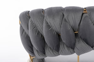 English Elm Set of 2 velvet bar stools with 360° swivel, chrome base, adjustable height, gold legs, sturdy frame and comfort Gray W124958980