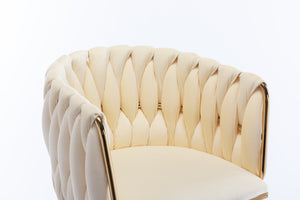 English Elm Set of 2 Ivory Bar Stools — Velvet Upholstery, 360° Swivel, Height Adjustable, Gold Legs, 250 lb Capacity W124956157