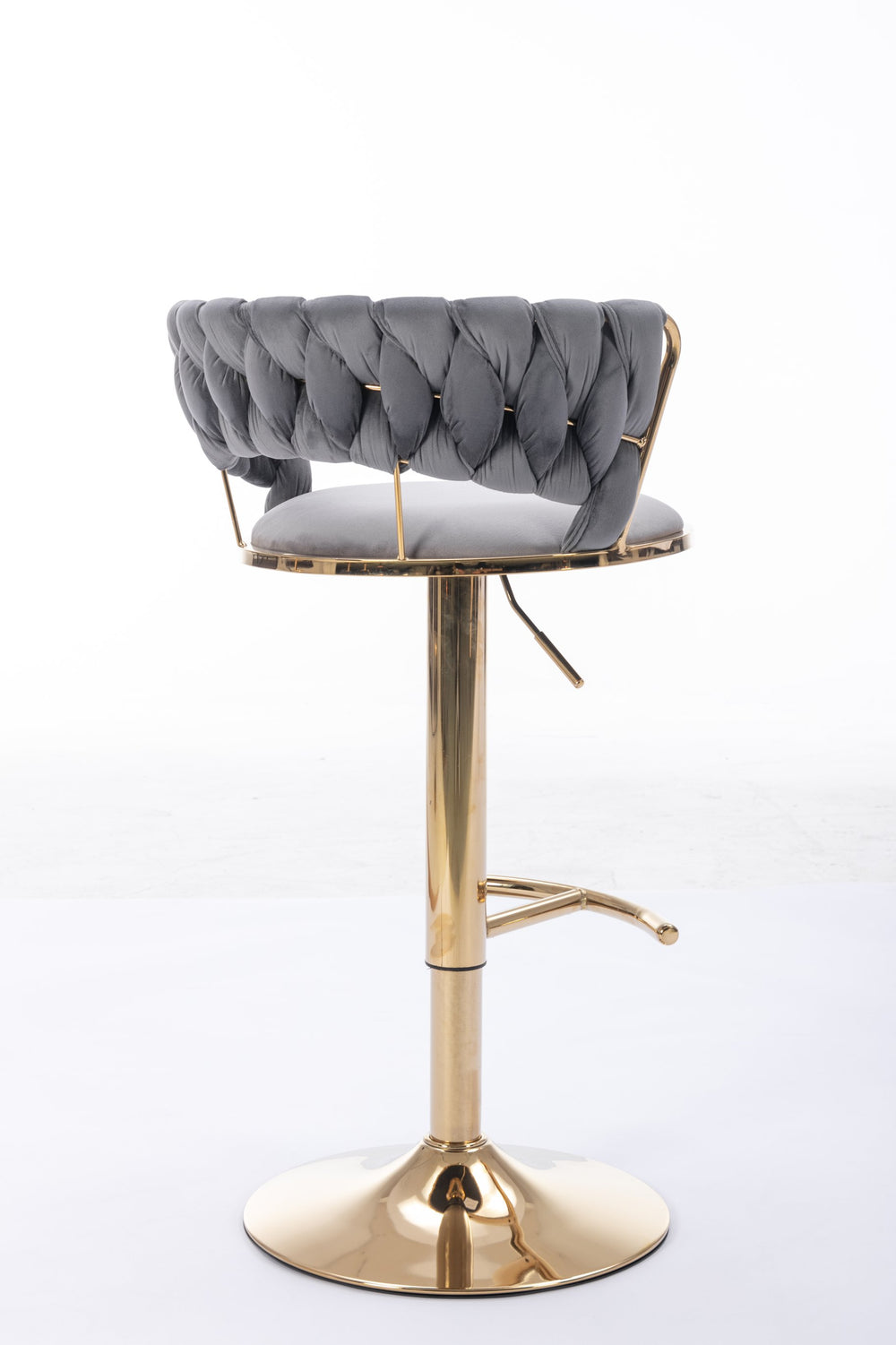 English Elm Set of 2 velvet bar stools with 360° swivel, chrome base, adjustable height, gold legs, sturdy frame and comfort Gray W124958980