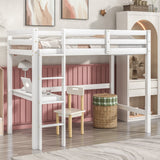 Hearth and Haven Twin Loft Bed with Built-In Desk, White W504P148548