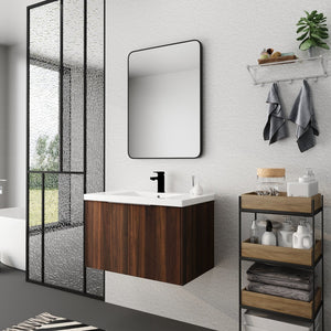 English Elm Soft Soft Close Doors Bathroom Vanity With Sink 30" x18" KD Cabinet Soft-Close Doors Open Shelf Storage W99952551