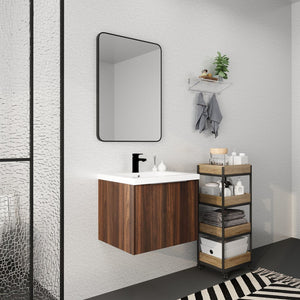 English Elm Bathroom Cabinet With Resin Sink, 24" Floating Vanity w/ Soft-Close Doors, Open Shelf Storage, Durable Eco-Friendly Finish W99952550