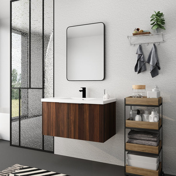 English Elm Modern 36-Inch Float Mounting Bathroom Vanity with Resin Sink, Eco Plywood, Soft-Close Doors & Shelf W99952552