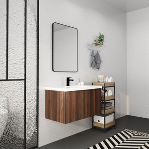 English Elm Modern 36-Inch Float Mounting Bathroom Vanity with Resin Sink, Eco Plywood, Soft-Close Doors & Shelf W99952552