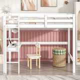 Hearth and Haven Twin Loft Bed with Built-In Desk, White W504P148548