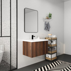 English Elm Soft Soft Close Doors Bathroom Vanity With Sink 30" x18" KD Cabinet Soft-Close Doors Open Shelf Storage W99952551