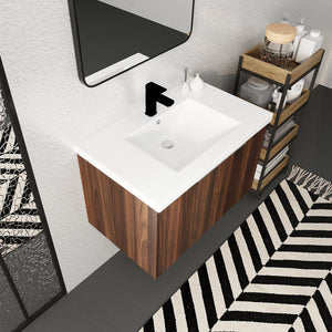 English Elm Soft Soft Close Doors Bathroom Vanity With Sink 30" x18" KD Cabinet Soft-Close Doors Open Shelf Storage W99952551