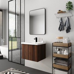 English Elm Bathroom Cabinet With Resin Sink, 24" Floating Vanity w/ Soft-Close Doors, Open Shelf Storage, Durable Eco-Friendly Finish W99952550