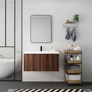 English Elm Modern 36-Inch Float Mounting Bathroom Vanity with Resin Sink, Eco Plywood, Soft-Close Doors & Shelf W99952552