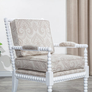 English Elm Spindle Silverthorne Chair with Plush Cushions, Turned Spindles and Padded Arms for Timeless Style White B046S00044
