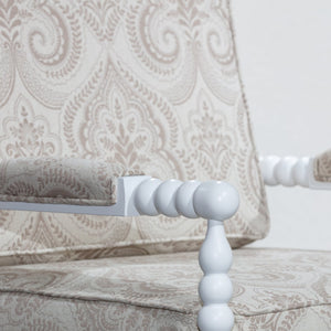 English Elm Spindle Silverthorne Chair with Plush Cushions, Turned Spindles and Padded Arms for Timeless Style White B046S00044