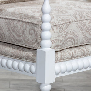 English Elm Spindle Silverthorne Chair with Plush Cushions, Turned Spindles and Padded Arms for Timeless Style White B046S00044