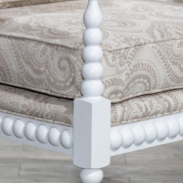 English Elm Spindle Silverthorne Chair with Plush Cushions, Turned Spindles and Padded Arms for Timeless Style White B046S00044