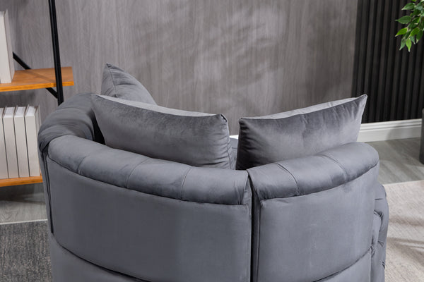 English Elm A&A Velvet Barrel Accent Chair for Living Room — Plush Modern Leisure Seating with Curved Retro Design Gray W114352841