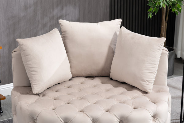 English Elm A&A Velvet Accent Chair Barrel Design for Living Room Comfort, Modern Leisure Seating, 41" L x 38" W khaki W114352843