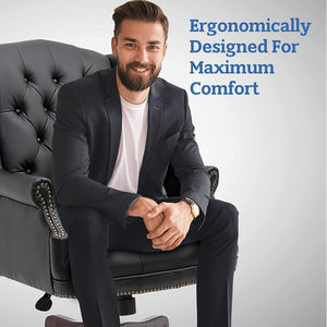 English Elm Executive Pu Leather Office Chair Thick Foam Seat Pneumatic Height Adjustment 330 Lb W1333P488931