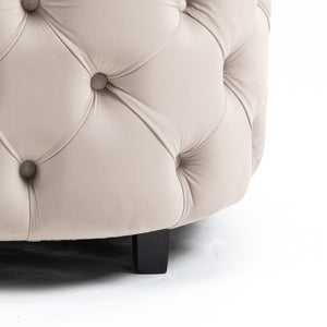 English Elm A&A Velvet Barrel Accent Chair for Living Room — Plush Modern Leisure Seating with Curved Retro Design khaki W114352843