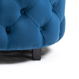 English Elm A&A Velvet Barrel Accent Chair for Living Room — Plush Modern Leisure Seating with Curved Retro Design Blue W114352842