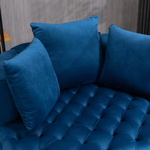 English Elm A&A Velvet Barrel Accent Chair for Living Room — Plush Modern Leisure Seating with Curved Retro Design Blue W114352842
