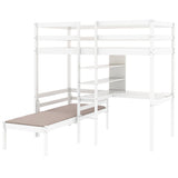Hearth and Haven Full over Full Bunk Bed with Built-in Ladder and Safety Rail, Brown