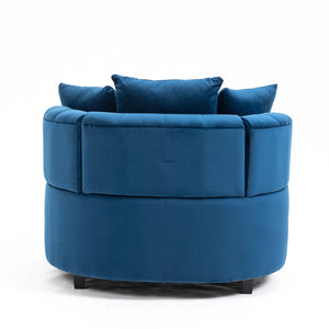 English Elm A&A Velvet Barrel Accent Chair for Living Room — Plush Modern Leisure Seating with Curved Retro Design Blue W114352842
