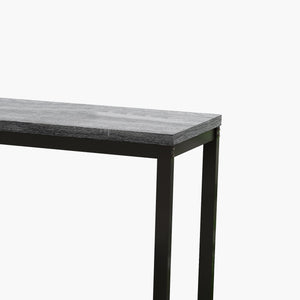 English Elm Modern Long Dining Table Set with 60" Rustic Space-Saving Pub Table and 3 Metal-Frame Stools, Easy Assembly Gray W757113527