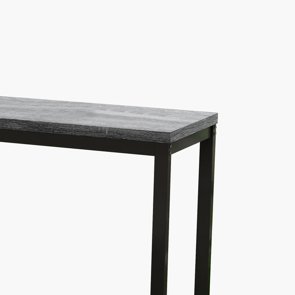 English Elm Modern Long Dining Table Set with 60" Rustic Space-Saving Pub Table and 3 Metal-Frame Stools, Easy Assembly Gray W757113527