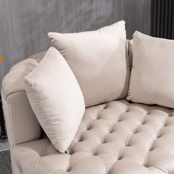 English Elm A&A Velvet Accent Chair Barrel Design for Living Room Comfort, Modern Leisure Seating, 41" L x 38" W khaki W114352843