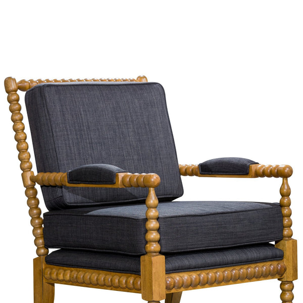 English Elm Spindle Silverthorne Chair with Plush Cushions, Turned Spindles and Padded Arms for Timeless Style Oak B046S00040