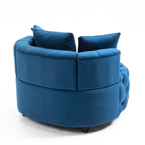 English Elm A&A Velvet Barrel Accent Chair for Living Room — Plush Modern Leisure Seating with Curved Retro Design Blue W114352842