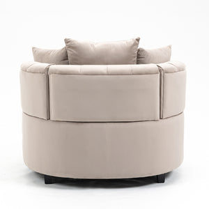 English Elm A&A Velvet Barrel Accent Chair for Living Room — Plush Modern Leisure Seating with Curved Retro Design khaki W114352843