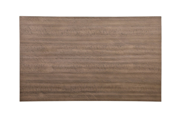 English Elm Transitional Ithaca Rectangular Dining Table 60" Acacia Two-Tone Grayish White Legs Brown Top, Durable Finish B01160583