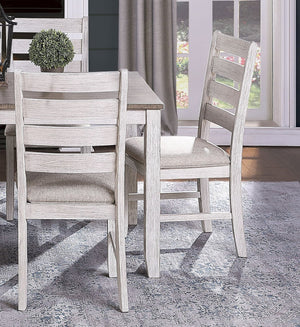 English Elm Grayish 7-Piece Dining Set With Rectangular Table & Upholstered Chairs – Stylish Acacia Finish! B011S00194