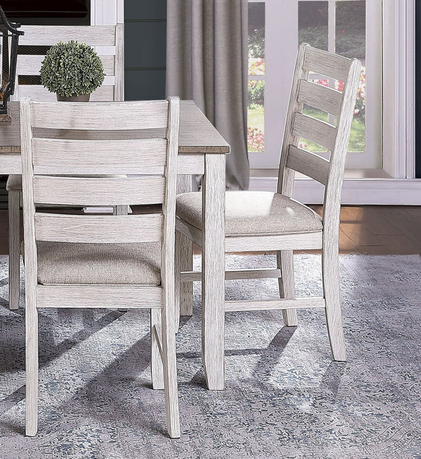 English Elm Grayish Casual 5-Piece Dining Set With Rectangular Table & 4 Upholstered Side Chairs In Two-Tone Finish B011S00195