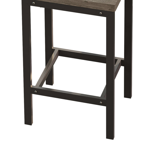 English Elm Modern Long Dining Table Set with 60" Rustic Space-Saving Pub Table and 3 Metal-Frame Stools, Easy Assembly Brown Gray W757113529