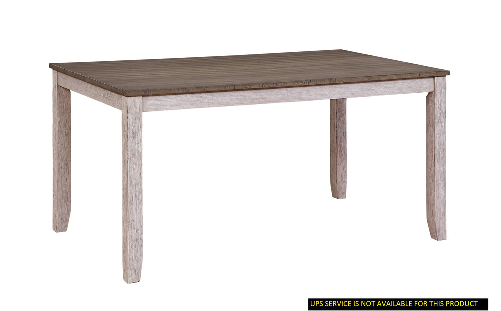 English Elm Transitional Ithaca Rectangular Dining Table 60" Acacia Two-Tone Grayish White Legs Brown Top, Durable Finish B01160583